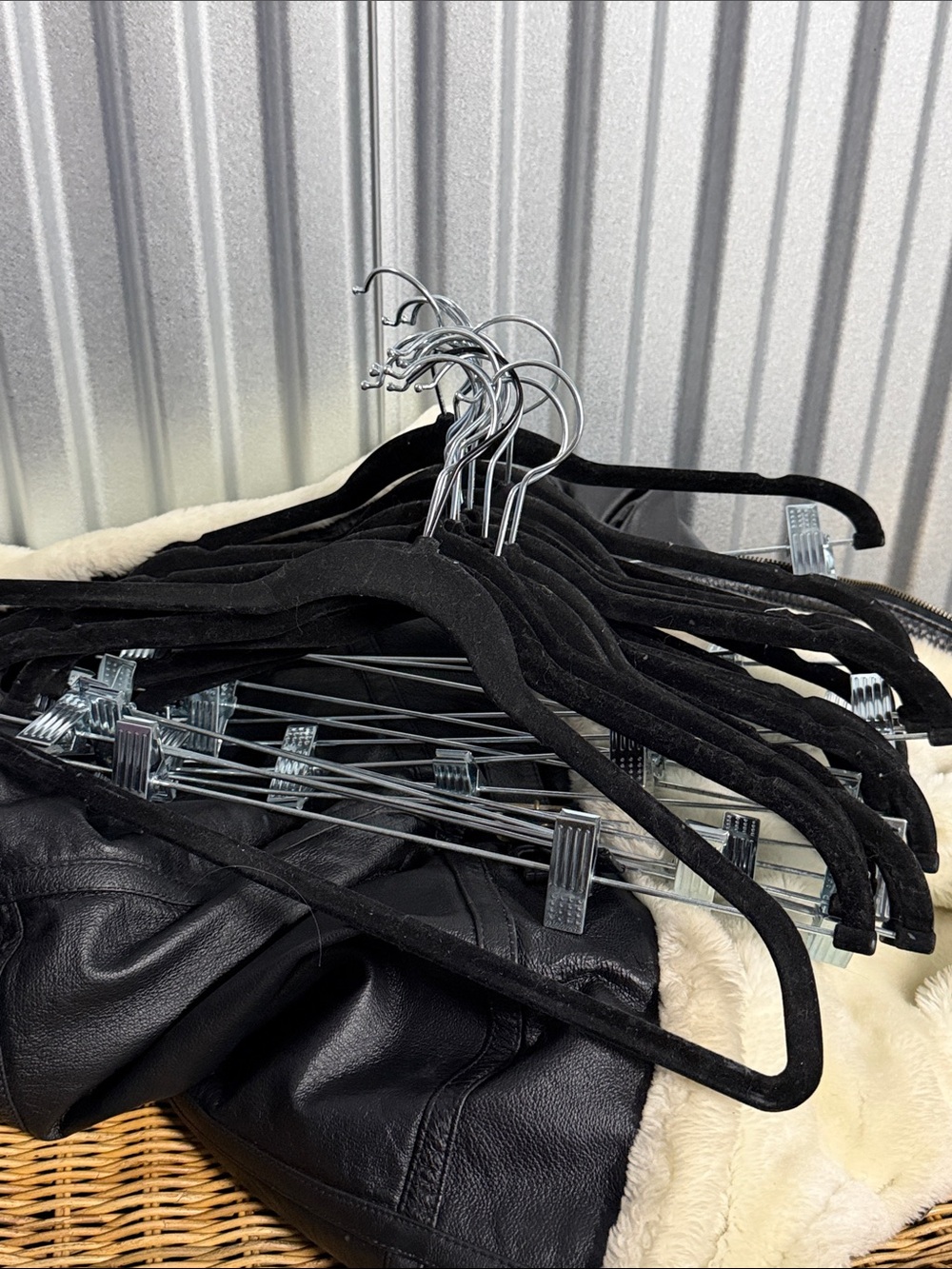 Black Velvet Suit Hangers with Metal Clips - Home Storage